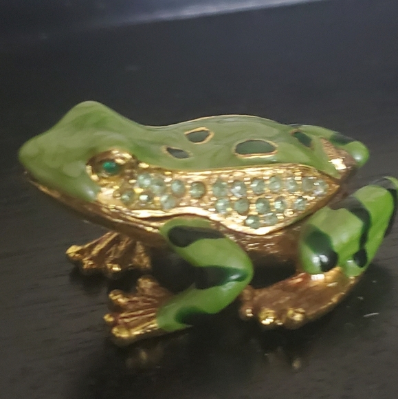 - Monet acrylic painted, pewter, bejeweled lucky frog miniature/charm/trin… - Picture 2 of 4